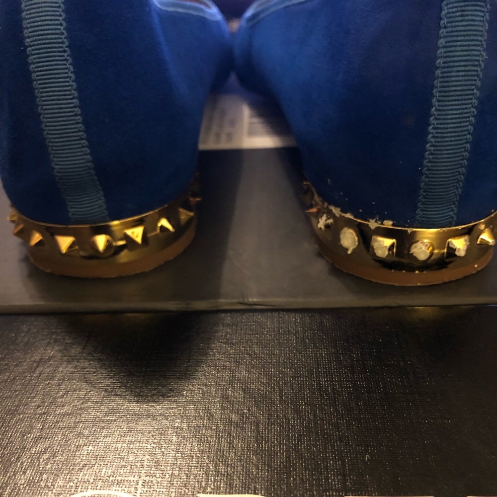 J. Crew Blue Suede Ballet Flats with Gold Accent - Picture 3 of 8